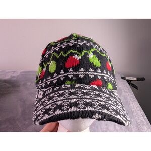Uncle Bobs Light It Up Christmas Baseball Cap Knit Fair Isle LED Flashing Lights
